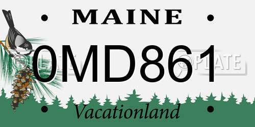 0MD861 Maine License Plate