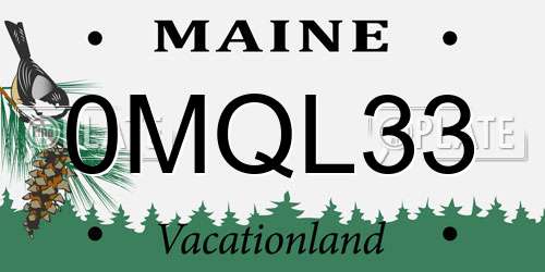 0MQL33 Maine License Plate