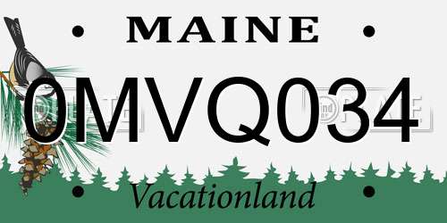 0MVQ034 Maine License Plate