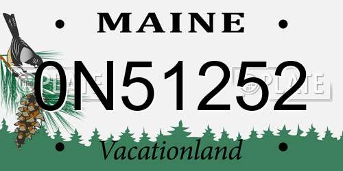 0N51252 Maine License Plate