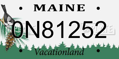 0N81252 Maine License Plate