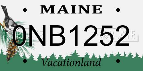 0NB1252 Maine License Plate