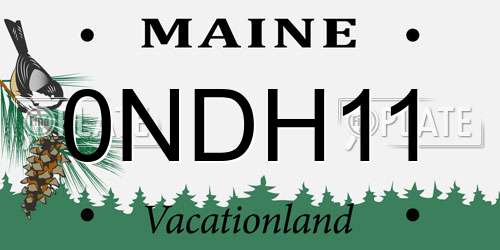 0NDH11 Maine License Plate