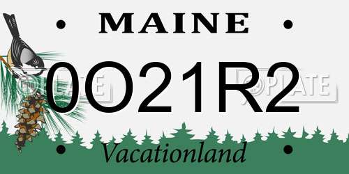 0O21R2 Maine License Plate