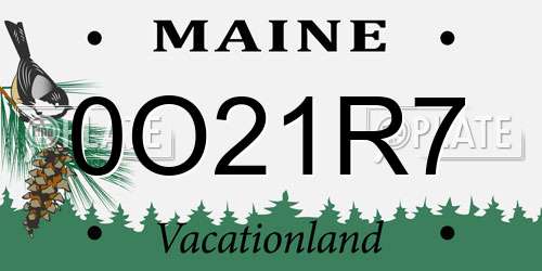 0O21R7 Maine License Plate