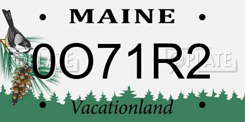 0O71R2 Maine License Plate