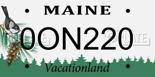 0ON220 Maine License Plate
