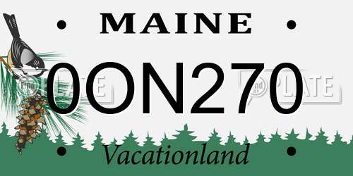 0ON270 Maine License Plate