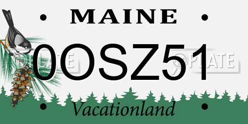 0OSZ51 Maine License Plate