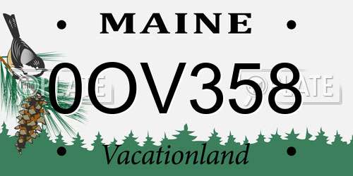 0OV358 Maine License Plate