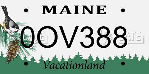 0OV388 Maine License Plate