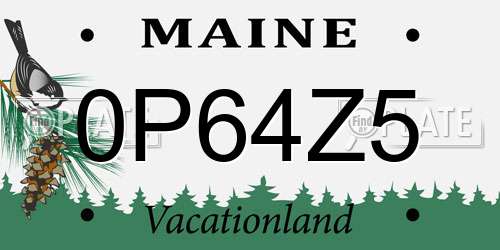 0P64Z5 Maine License Plate