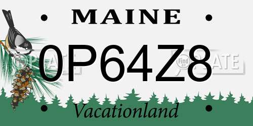 0P64Z8 Maine License Plate