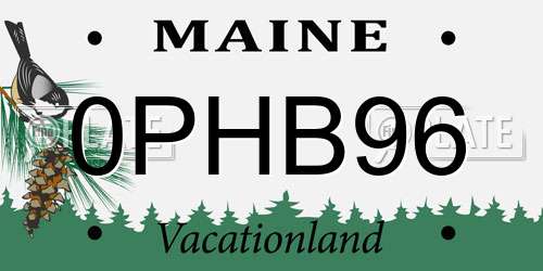 0PHB96 Maine License Plate
