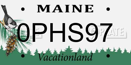 0PHS97 Maine License Plate