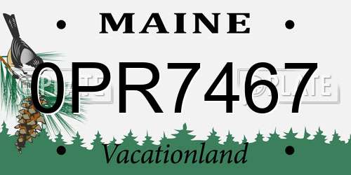 0PR7467 Maine License Plate