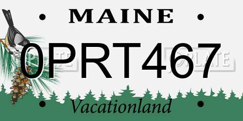 0PRT467 Maine License Plate