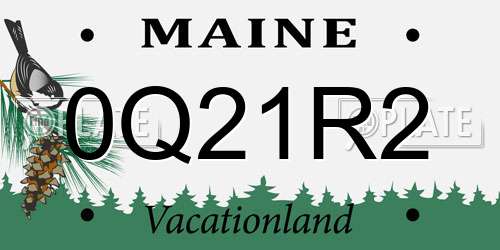 0Q21R2 Maine License Plate