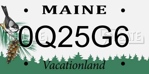 0Q25G6 Maine License Plate