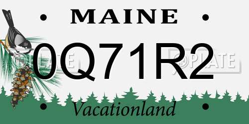 0Q71R2 Maine License Plate