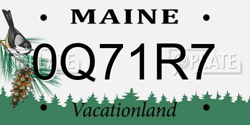 0Q71R7 Maine License Plate