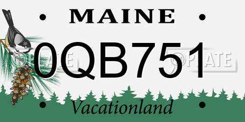 0QB751 Maine License Plate