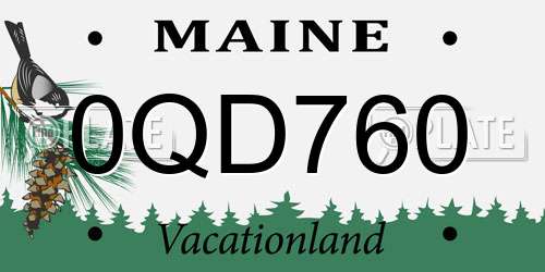 0QD760 Maine License Plate
