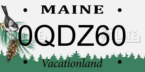 0QDZ60 Maine License Plate