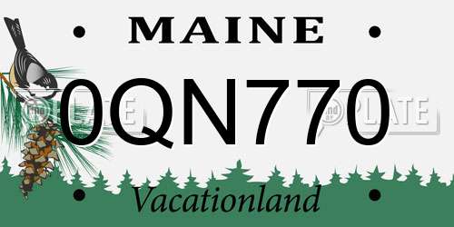 0QN770 Maine License Plate