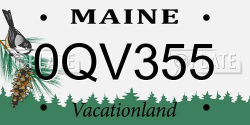 0QV355 Maine License Plate