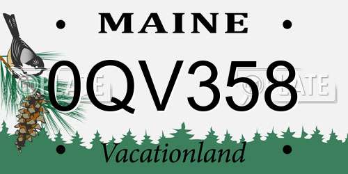 0QV358 Maine License Plate