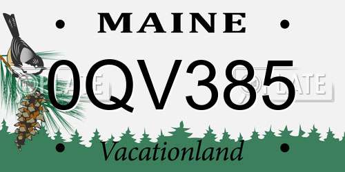 0QV385 Maine License Plate