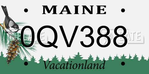 0QV388 Maine License Plate