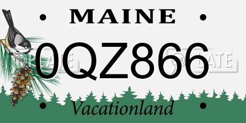 0QZ866 Maine License Plate