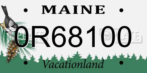 0R68100 Maine License Plate