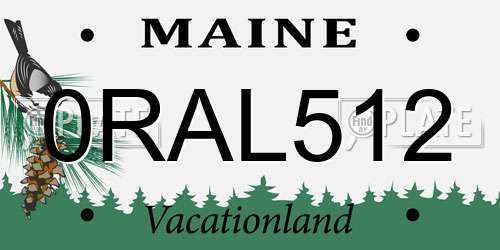 0RAL512 Maine License Plate