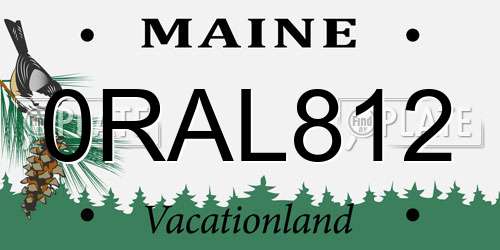 0RAL812 Maine License Plate