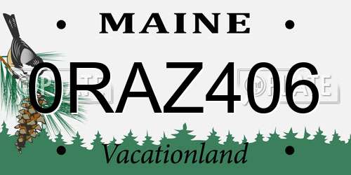 0RAZ406 Maine License Plate
