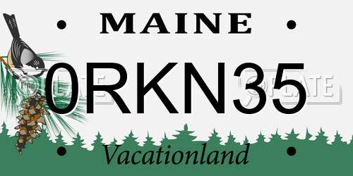 0RKN35 Maine License Plate