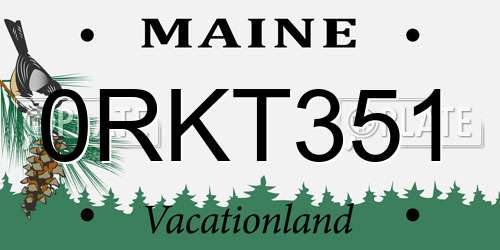 0RKT351 Maine License Plate