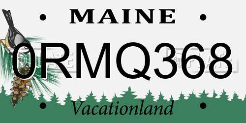 0RMQ368 Maine License Plate