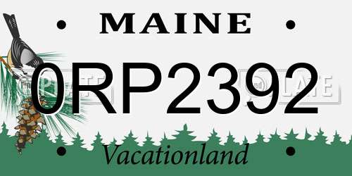 0RP2392 Maine License Plate
