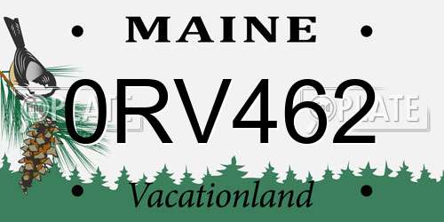 0RV462 Maine License Plate