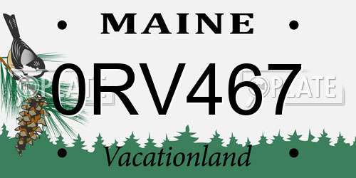 0RV467 Maine License Plate