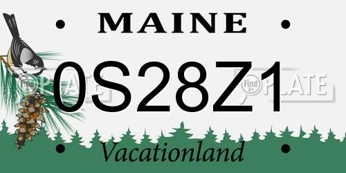 0S28Z1 Maine License Plate