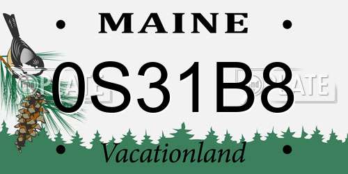 0S31B8 Maine License Plate
