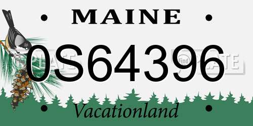 0S64396 Maine License Plate