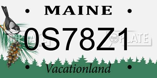0S78Z1 Maine License Plate