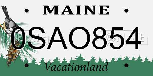 0SAO854 Maine License Plate