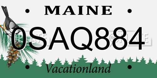 0SAQ884 Maine License Plate